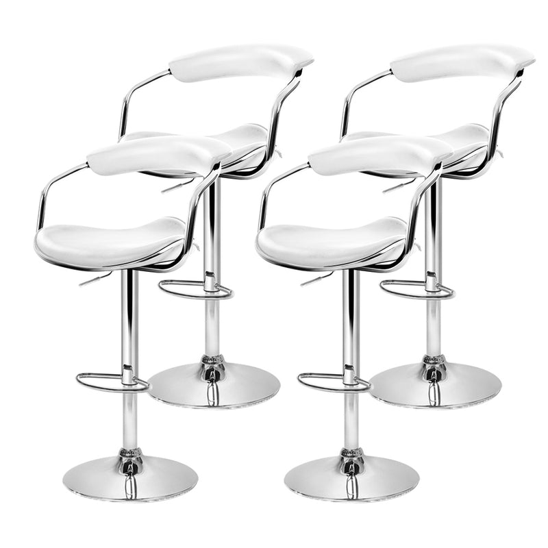 set of 4 PU Leather Bar Stools ADE Kitchen Chairs Swivel Bar Stool White Gas Lift