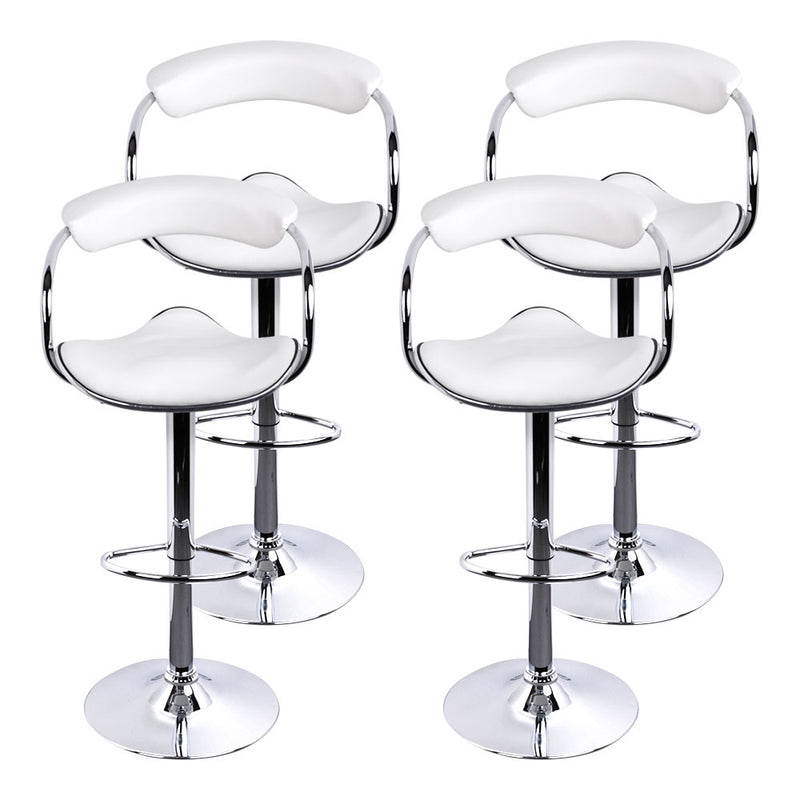 set of 4 PU Leather Bar Stools ADE Kitchen Chairs Swivel Bar Stool White Gas Lift