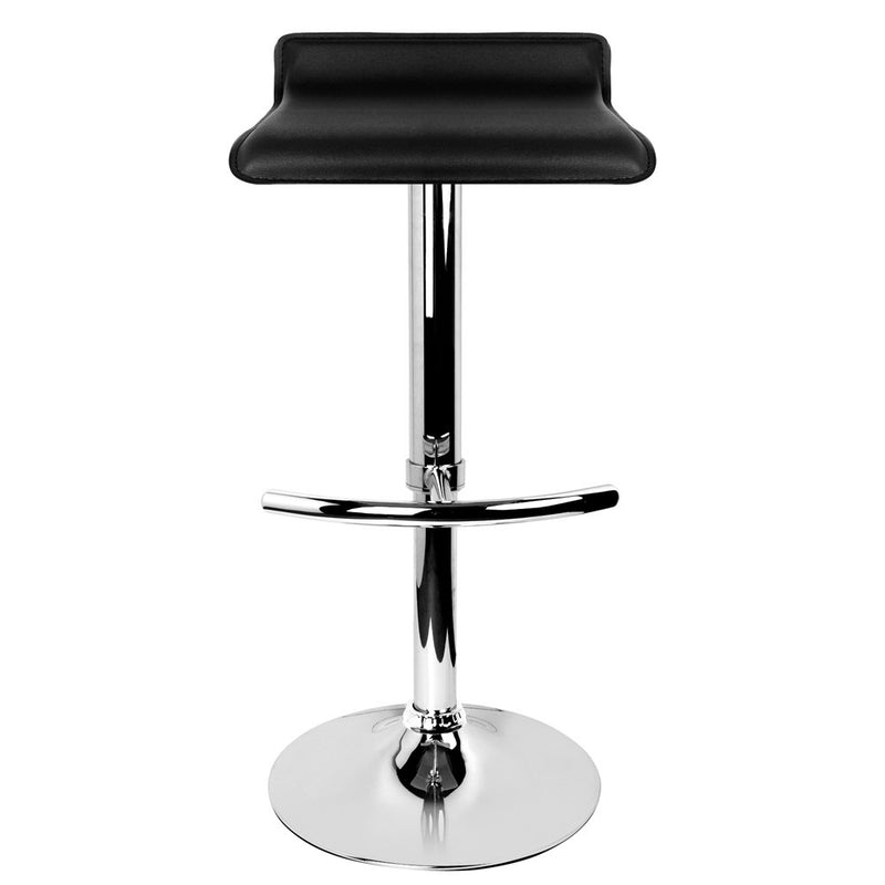 Set of 2 PU Leather Bar Stools - Black