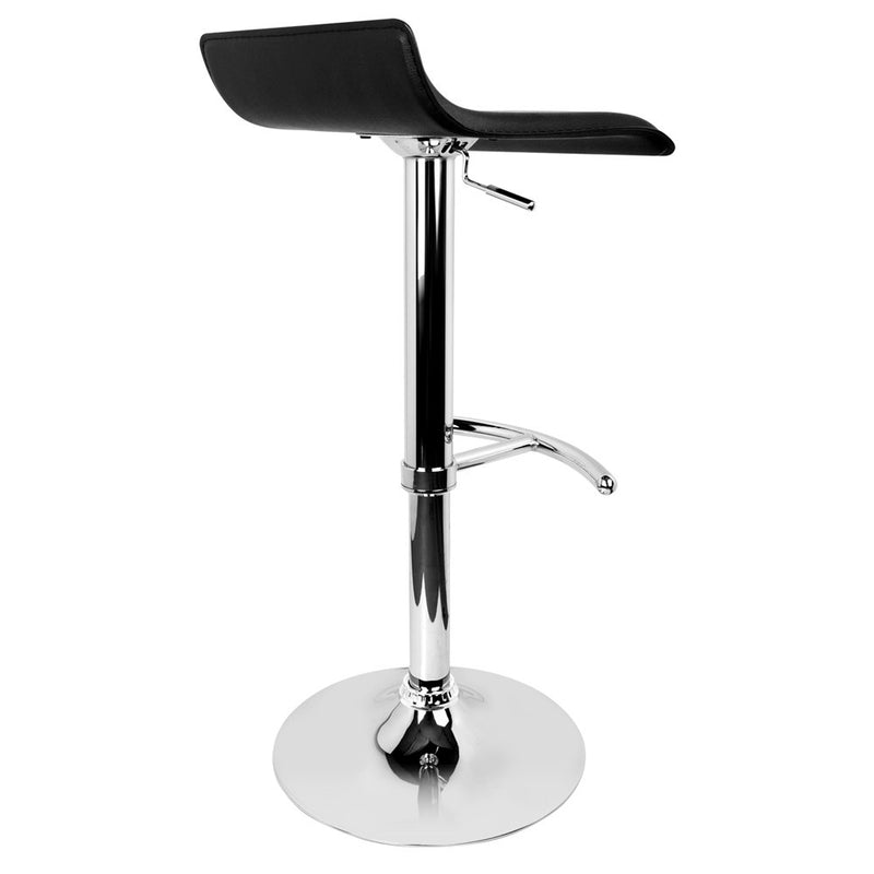 Set of 2 PU Leather Bar Stools - Black