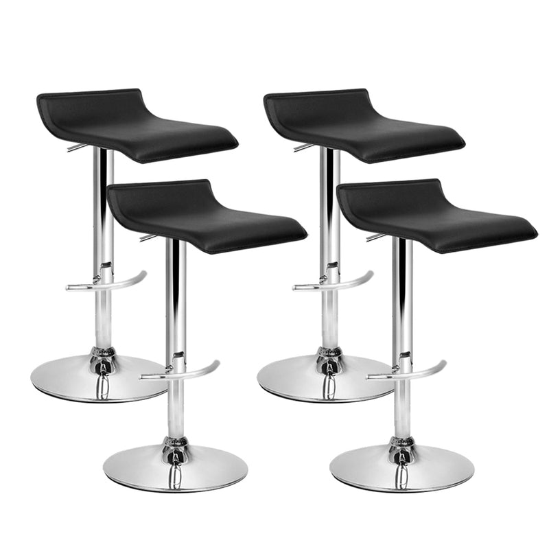 set of 4 Bar Stools SENA Kitchen Swivel Bar Stool PU Leather Chairs Gas Lift Black