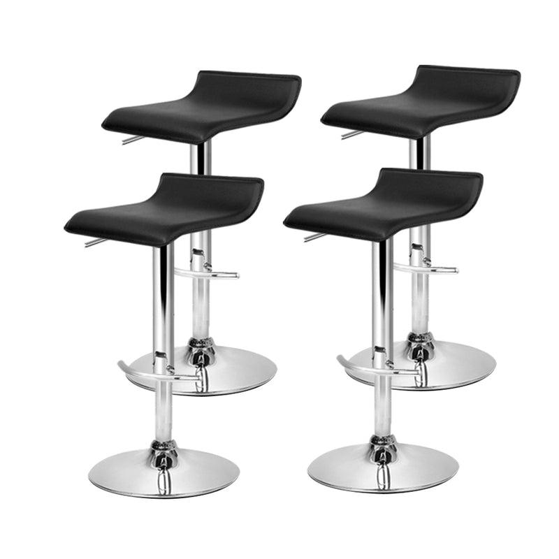 set of 4 Bar Stools SENA Kitchen Swivel Bar Stool PU Leather Chairs Gas Lift Black