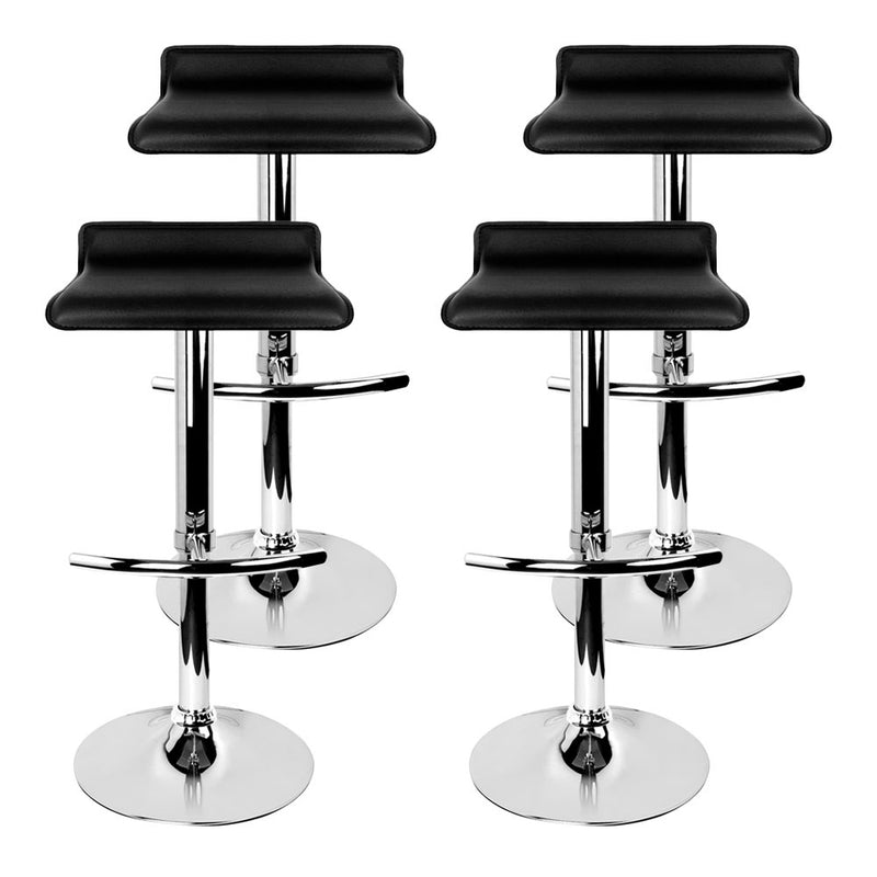 set of 4 Bar Stools SENA Kitchen Swivel Bar Stool PU Leather Chairs Gas Lift Black