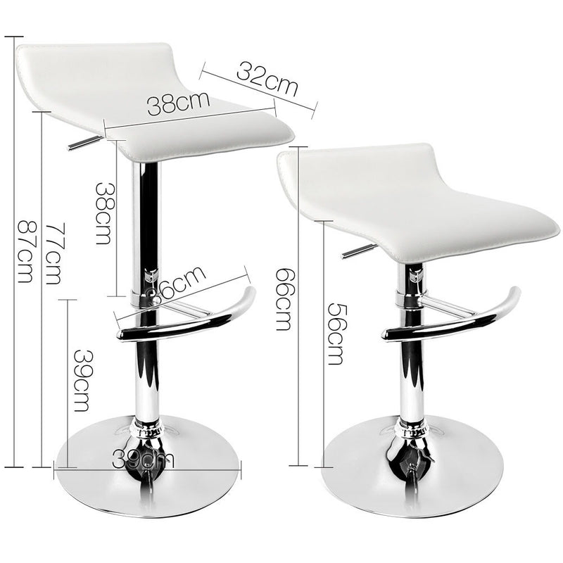 Set of 2 PU Leather Bar Stools - White