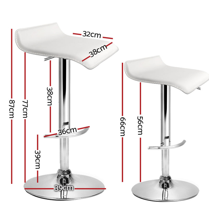 set of 4 Bar Stools SENA Kitchen Swivel Bar Stool PU Leather Chairs Gas Lift White