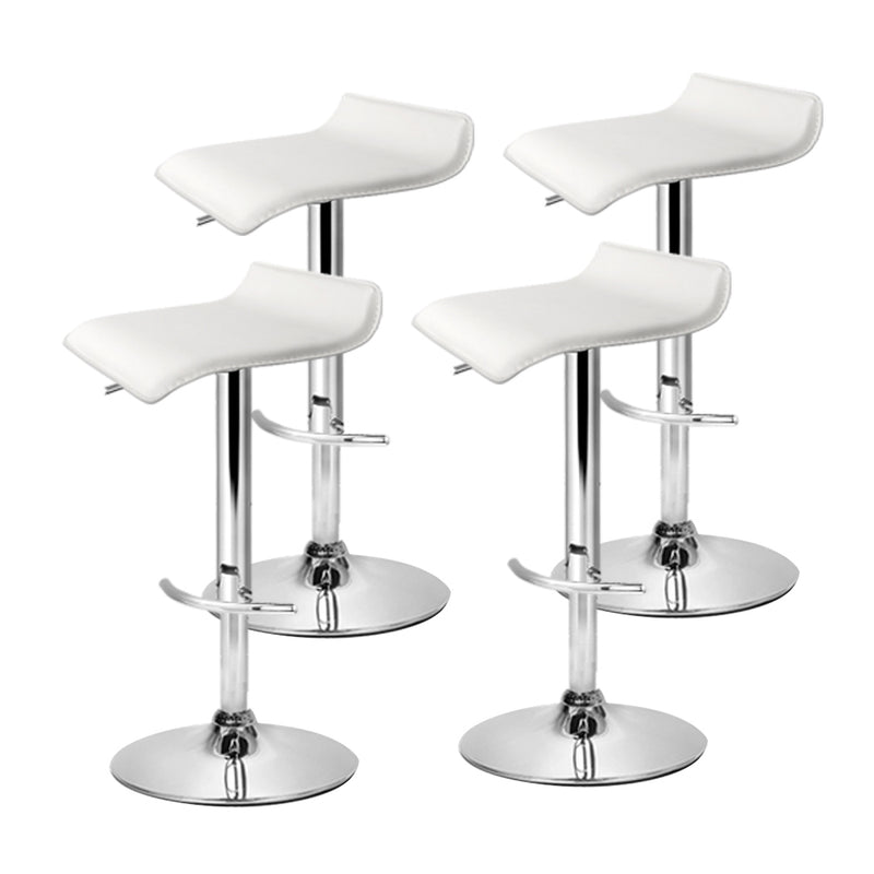 set of 4 Bar Stools SENA Kitchen Swivel Bar Stool PU Leather Chairs Gas Lift White