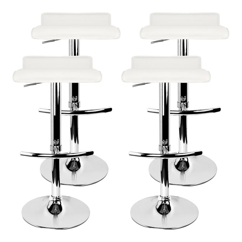 set of 4 Bar Stools SENA Kitchen Swivel Bar Stool PU Leather Chairs Gas Lift White