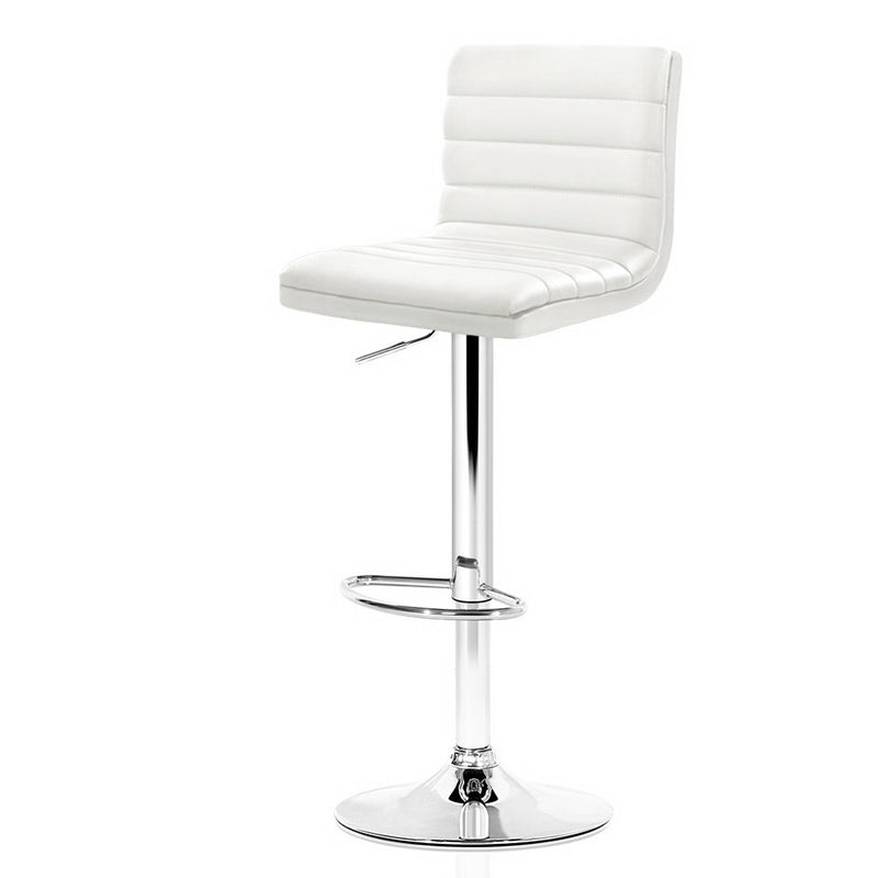 Set of 2 PU Leather Bar Stools ARNE Swivel Bar Stool Kitchen Chairs White Gas Lift White