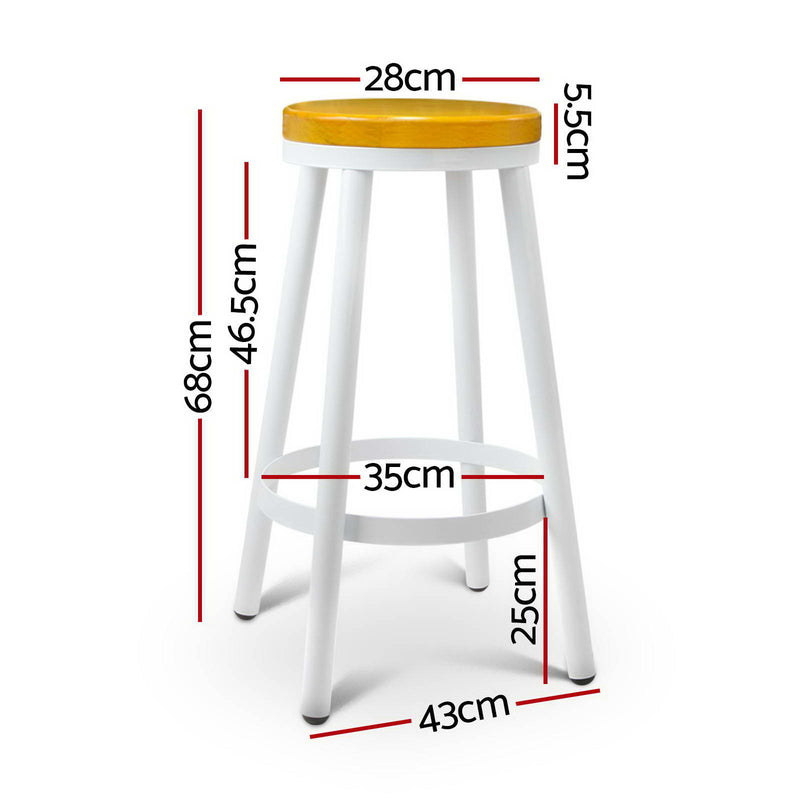 Set of 2 Wooden Stackable Bar Stools