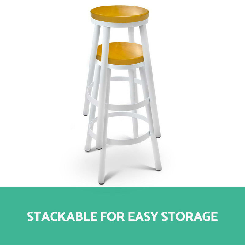 Set of 2 Wooden Stackable Bar Stools