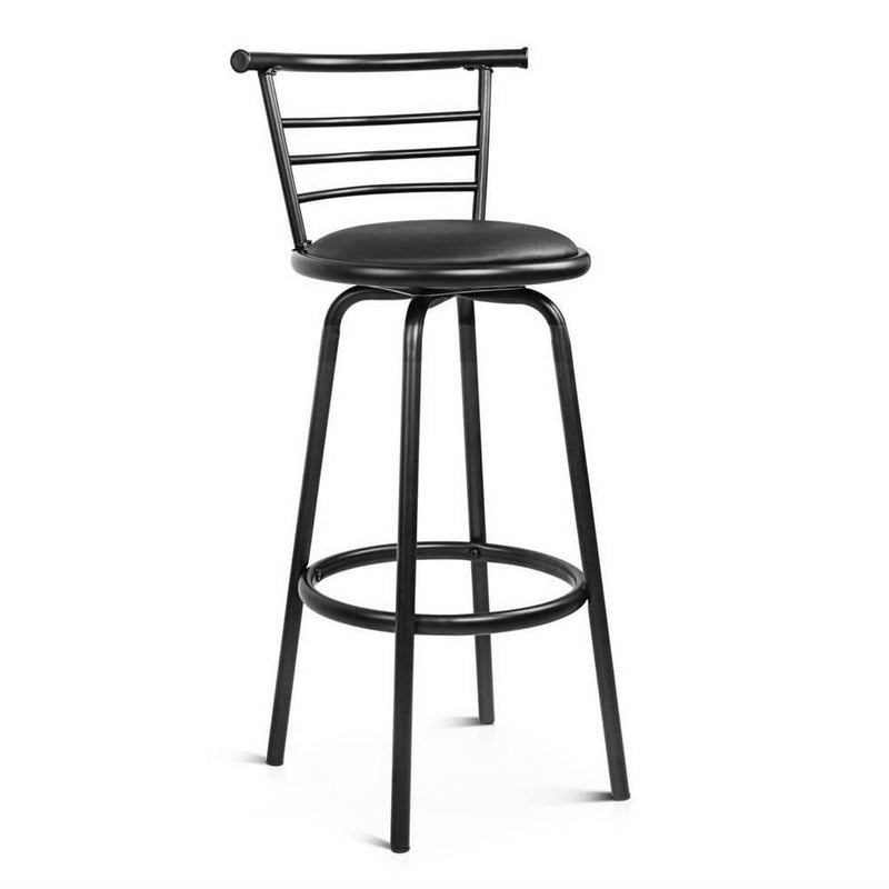 Set of 2 PU Leather Bar Stools - Black