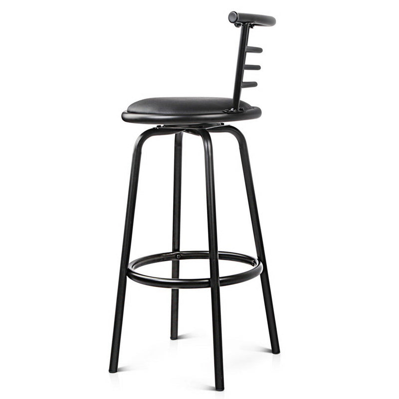 Set of 2 PU Leather Bar Stools - Black