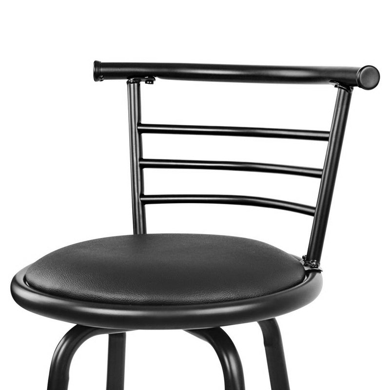 Set of 2 PU Leather Bar Stools - Black