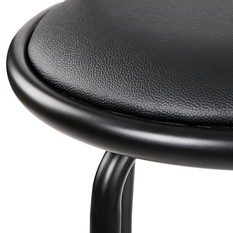 Set of 2 PU Leather Bar Stools - Black