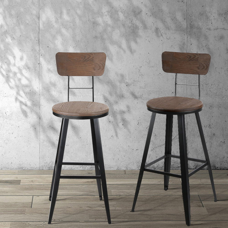 set of 2 Vintage Rustic Bar Stools Retro Swivel Bar Stool Industrial Chairs 66cm