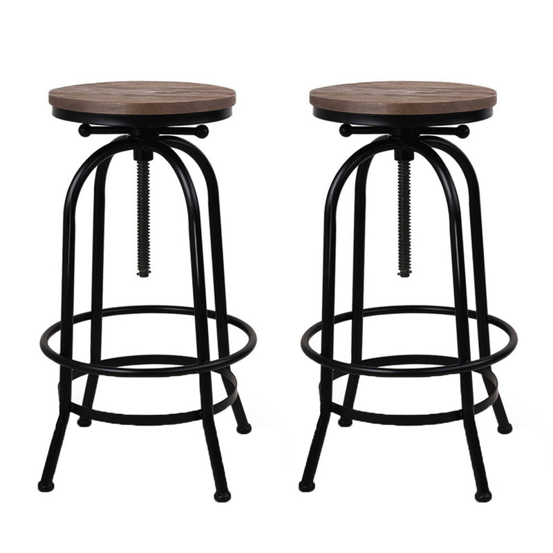 Set of 2 Kitchen Bar Stools Vintage Bar Stool Retro Rustic Industrial Chairs