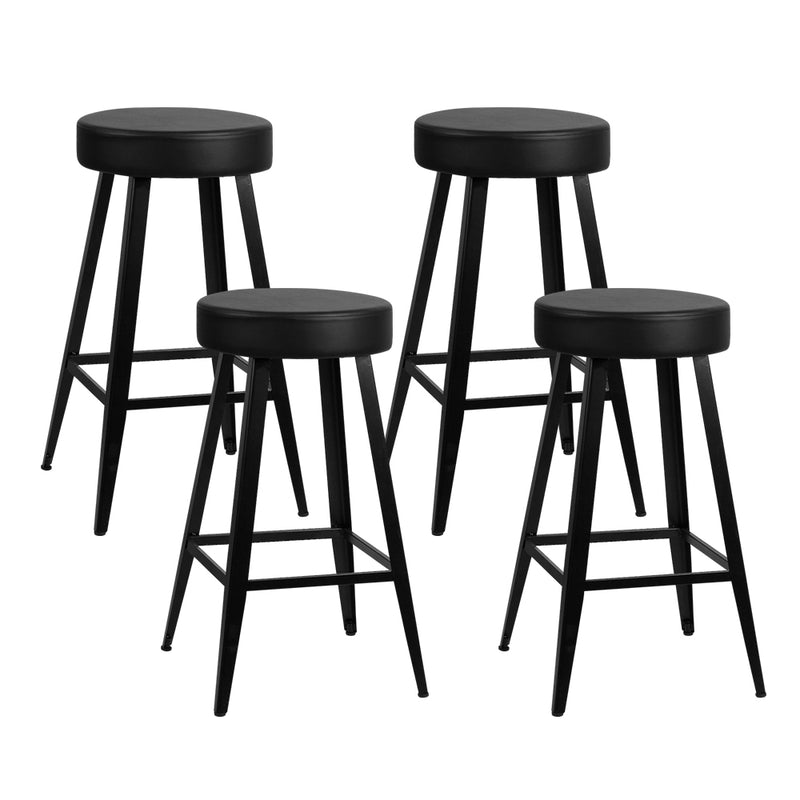 set of 4 DORIAN Bar Stools Retro Bar Stool PU Leather Dining Chair Steel 71cm Black