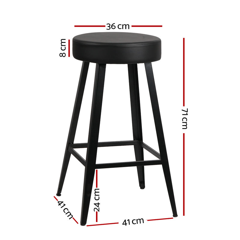 set of 4 DORIAN Bar Stools Retro Bar Stool PU Leather Dining Chair Steel 71cm Black