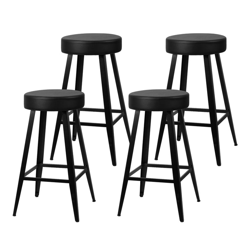 set of 4 DORIAN Bar Stools Retro Bar Stool PU Leather Dining Chair Steel 71cm Black