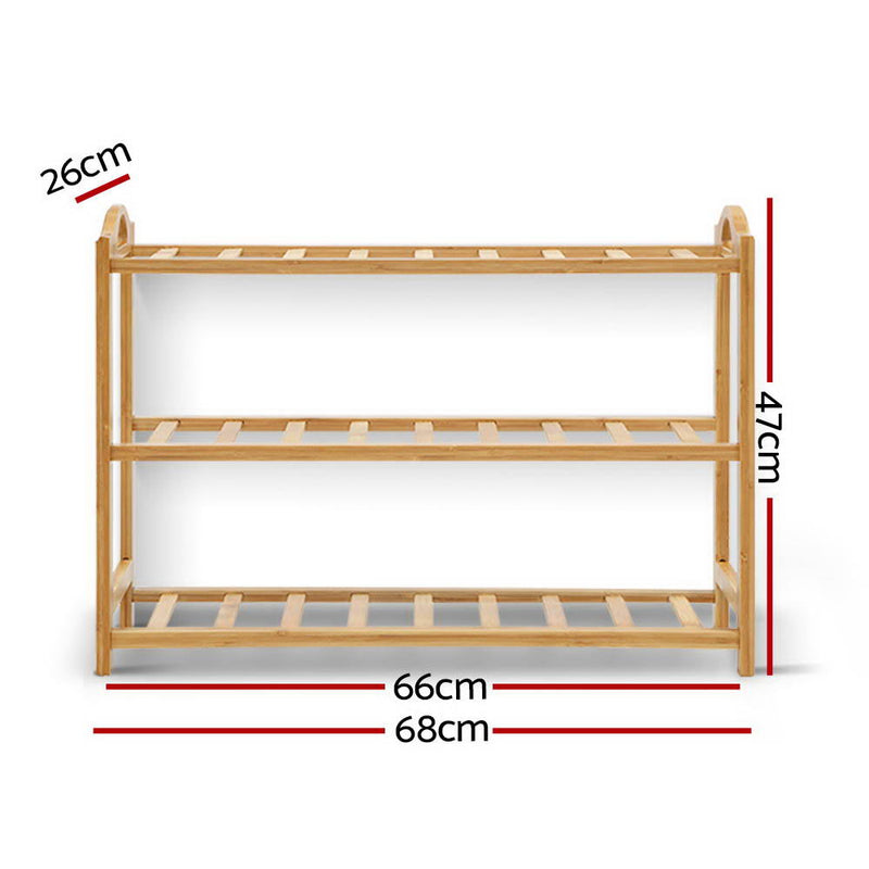 3 Tiers Bamboo Shoe Rack Storage Organiser Wooden Shelf Stand Shelves