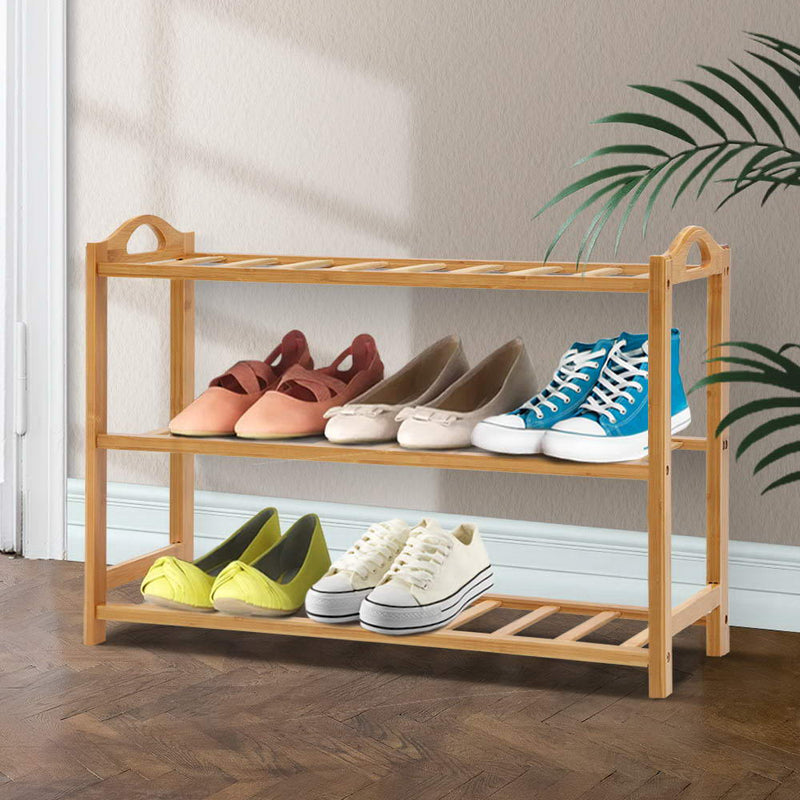 3 Tiers Bamboo Shoe Rack Storage Organiser Wooden Shelf Stand Shelves