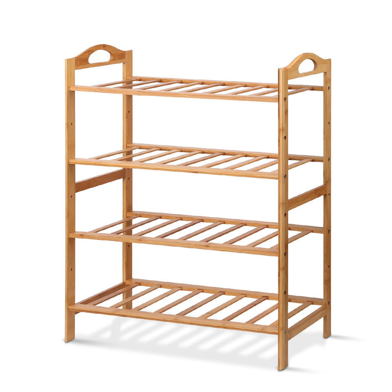 Bamboo Shoe Rack Organiser Wooden Stand Shelf 4 Tiers Shelves