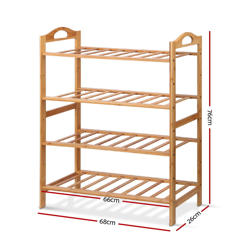 Bamboo Shoe Rack Organiser Wooden Stand Shelf 4 Tiers Shelves