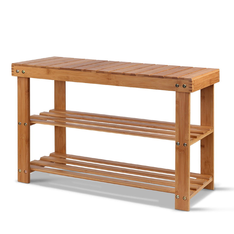 Bamboo Shoe Rack Wooden Seat Bench Organiser Shelf Stool