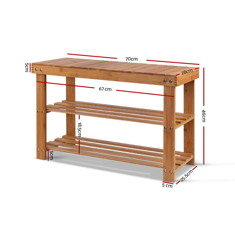 Bamboo Shoe Rack Wooden Seat Bench Organiser Shelf Stool