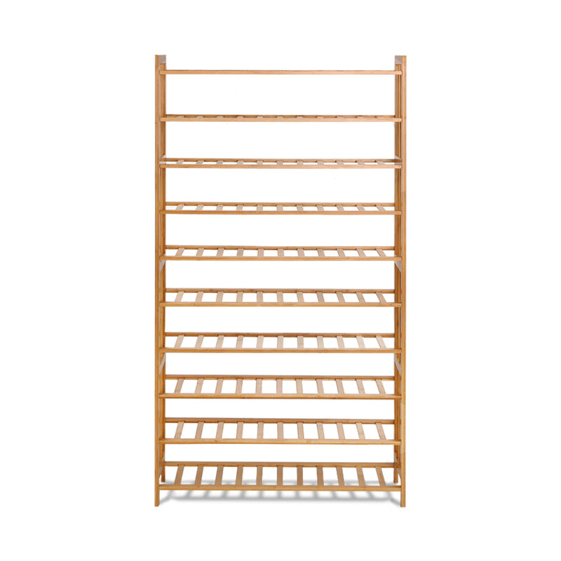 10-Tier Bamboo Shoe Rack Wooden Shelf Stand Storage Organizer