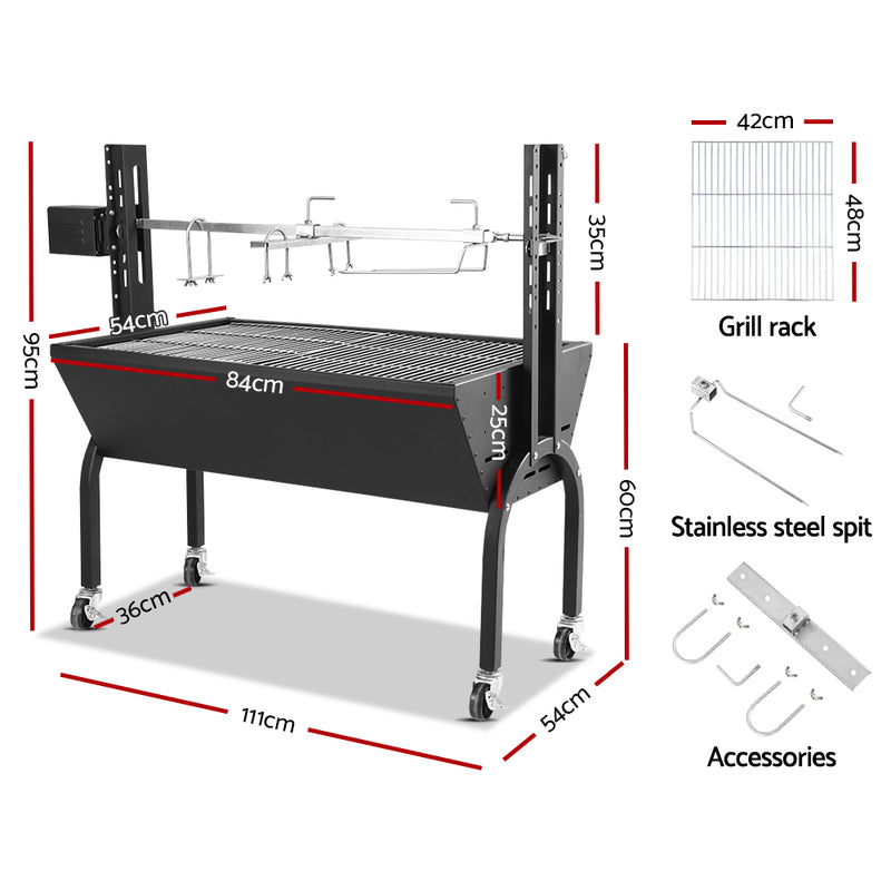 Electric Rotisserie BBQ Charcoal Smoker Grill Spit Roaster Outdoor Burner