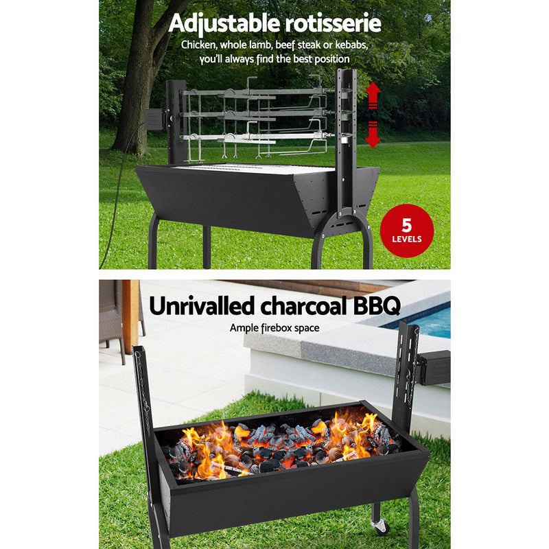 Electric Rotisserie BBQ Charcoal Smoker Grill Spit Roaster Outdoor Burner