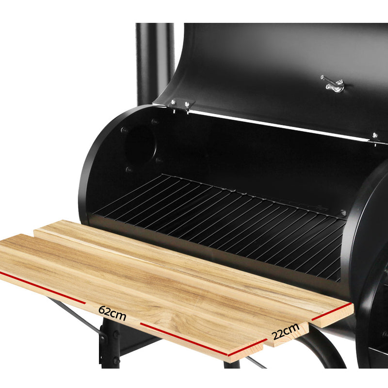 2-in-1 Offset BBQ Smoker - Black