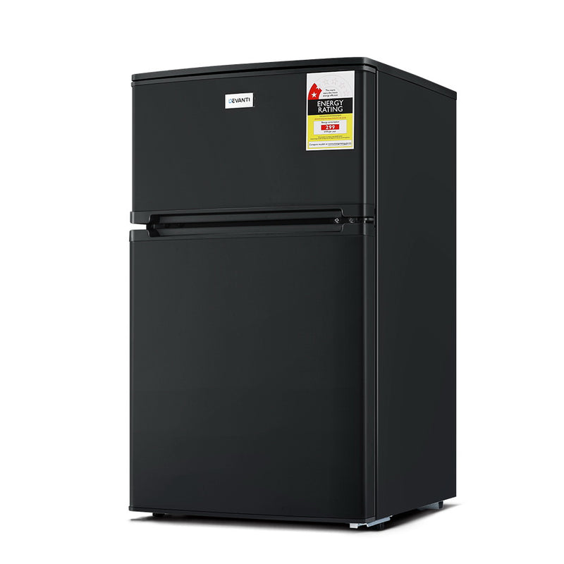 Devanti 84L Bar Fridge 2 Door Built-in Light Beverage Cooler Drink Black Fridges