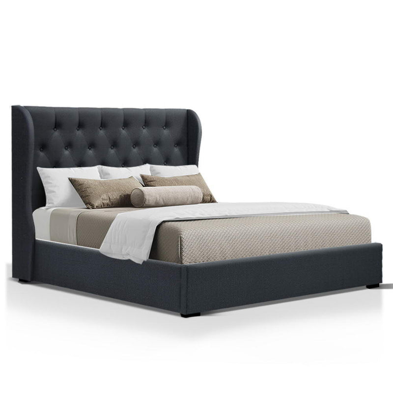 Queen Size Gas Lift Bed Frame - Charcoal