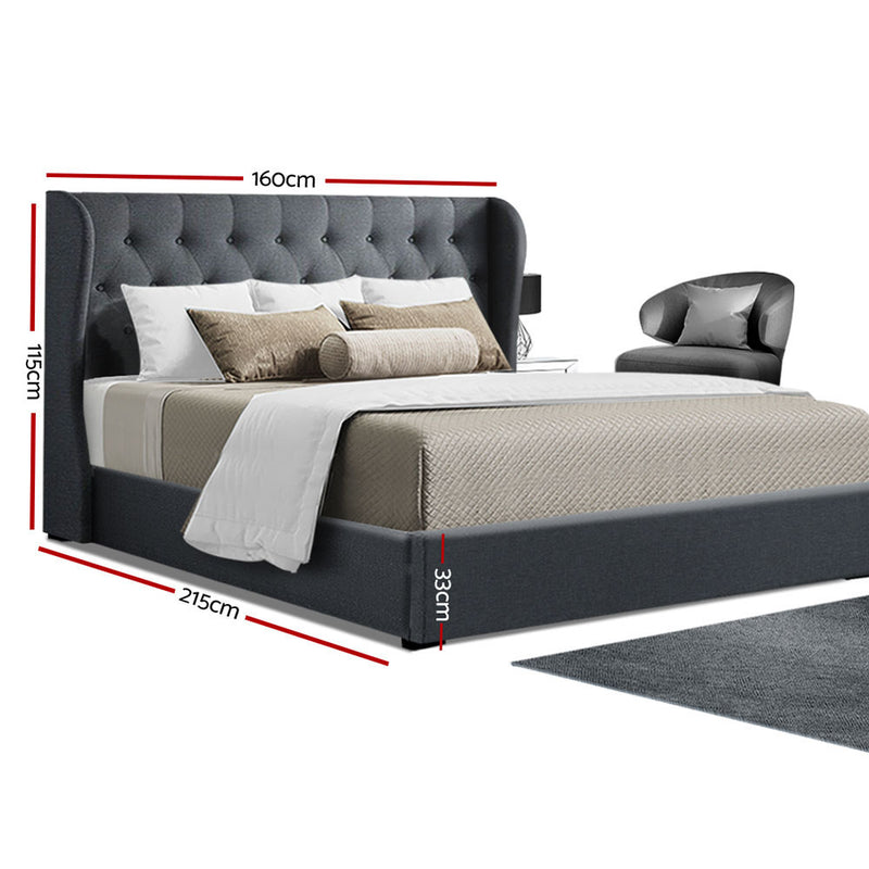 Queen Size Gas Lift Bed Frame - Charcoal