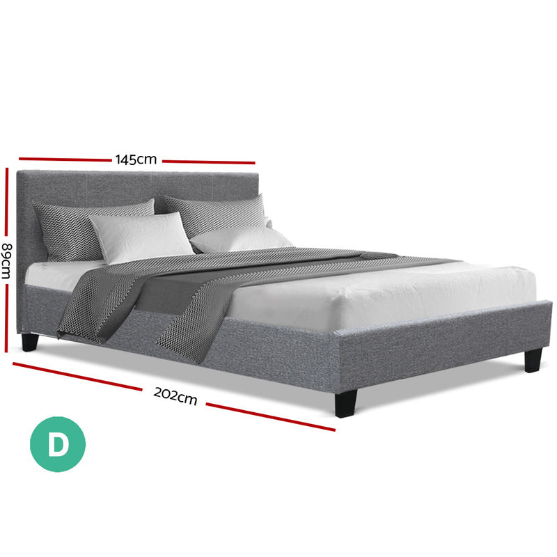 Bed Frame Double Size Base Mattress Platform Fabric Wooden Grey NEO