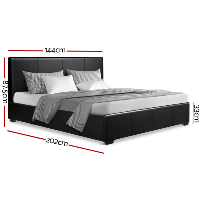 Double Size PU Leather and Wood Bed Frame Headboard - Black