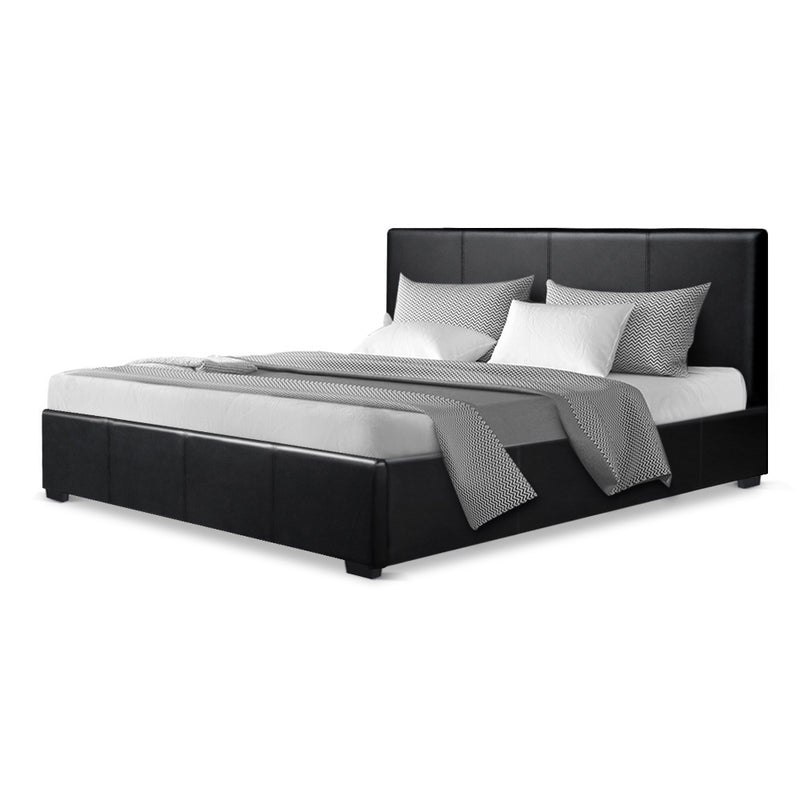 Double Size PU Leather and Wood Bed Frame Headboard - Black