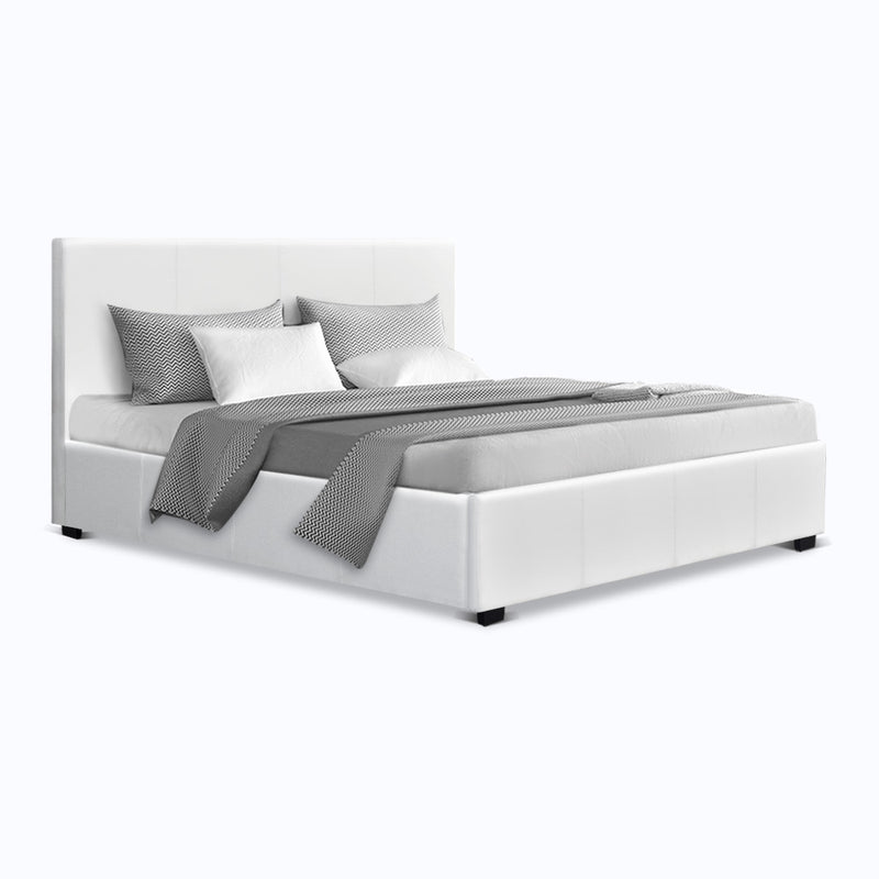 Double Size PU Leather and Wood Bed Frame Headboard -White