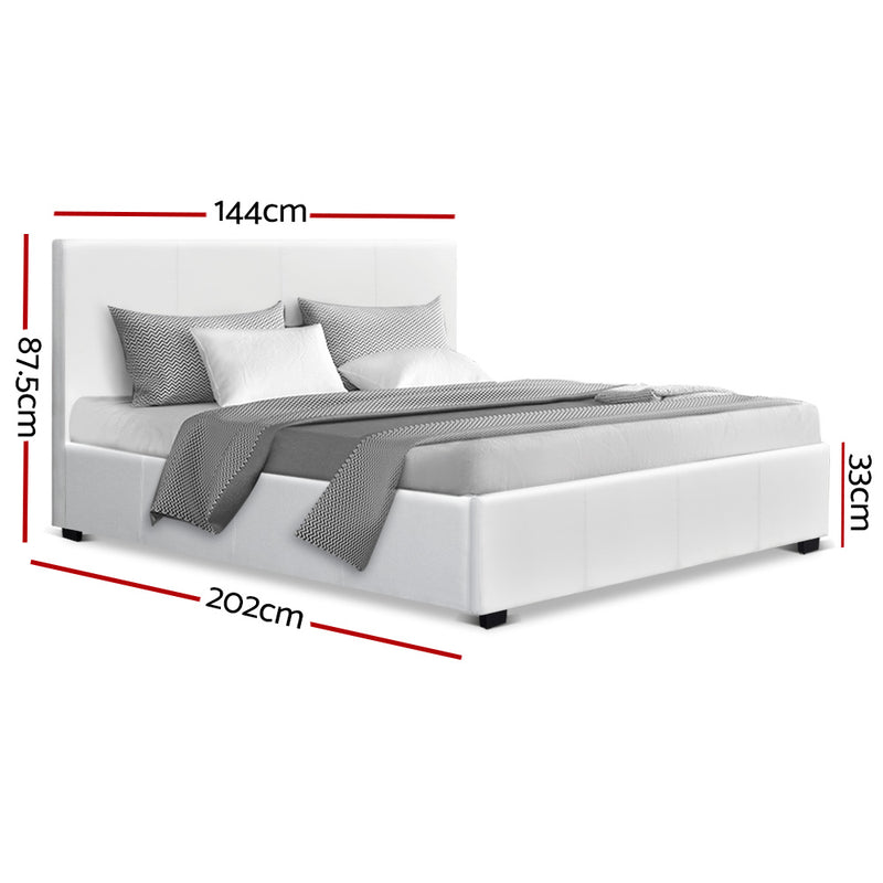 Double Size PU Leather and Wood Bed Frame Headboard -White