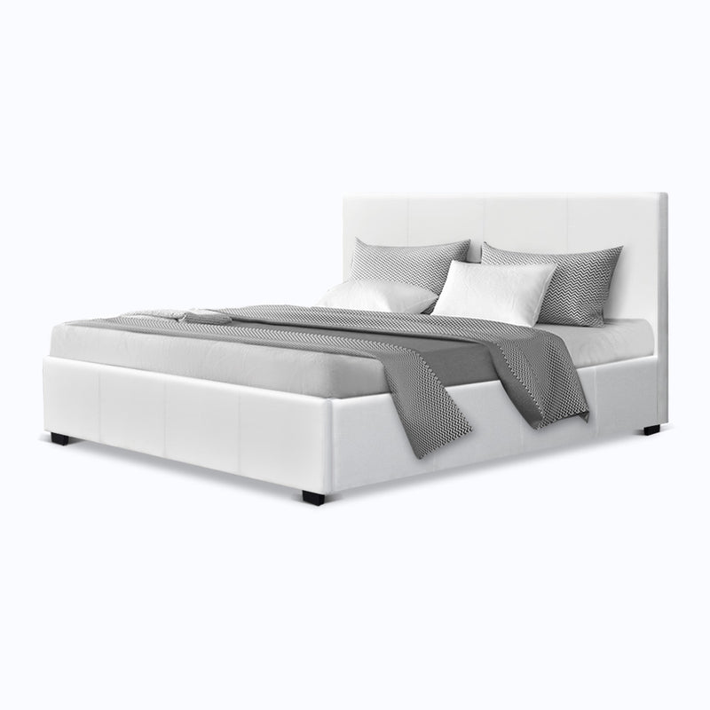 Double Size PU Leather and Wood Bed Frame Headboard -White