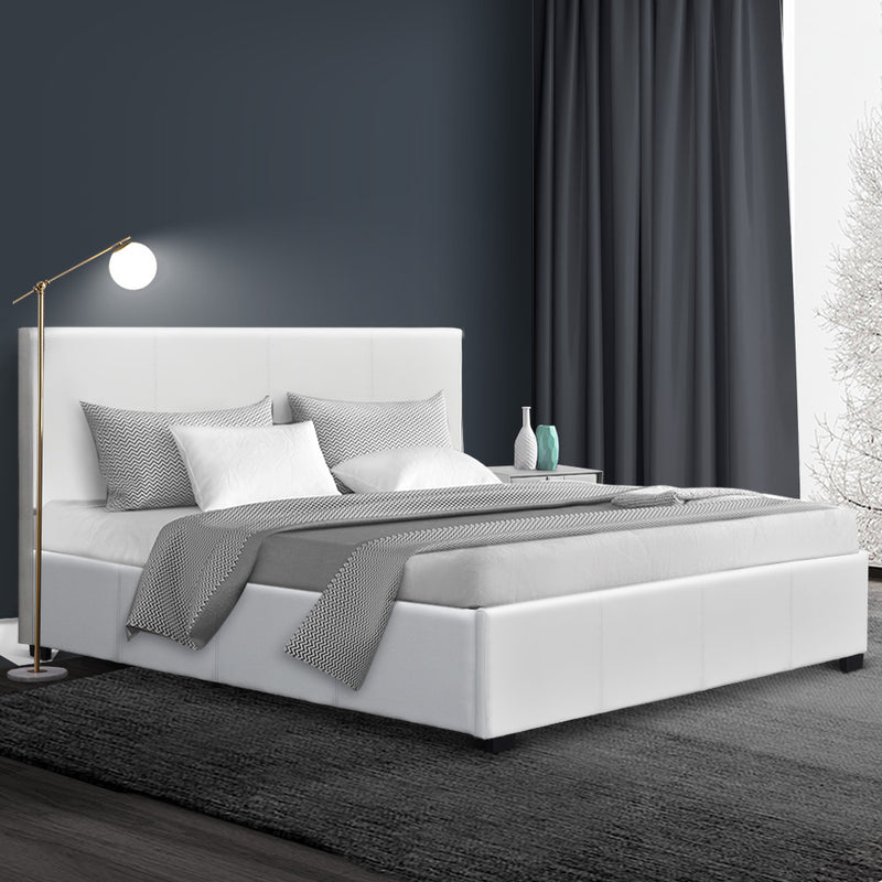 Double Size PU Leather and Wood Bed Frame Headboard -White