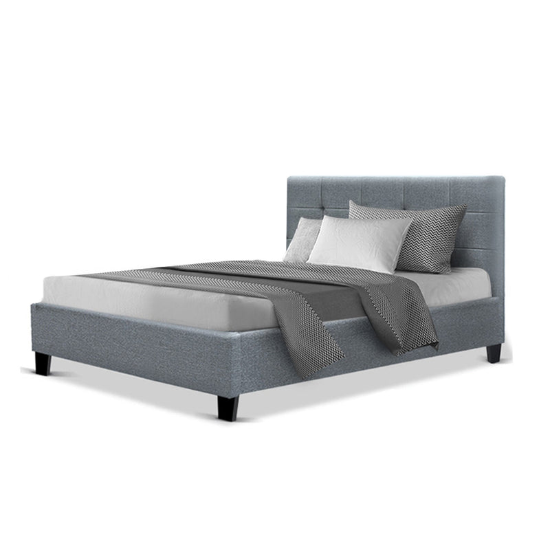 Bed Frame King Single Size Base Mattress Platform Fabric Wooden Grey SOHO