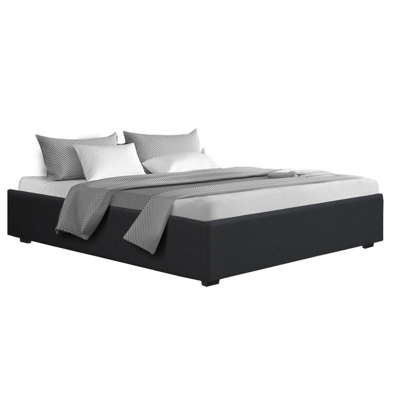 TOKI King Size Storage Gas Lift Bed Frame without Headboard Fabric Charcoal