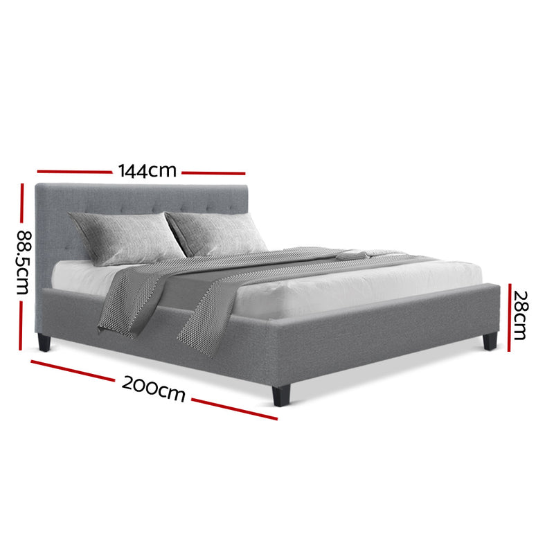 VANKE Double Size Bed Frame Base Fabric Headboard Wooden Mattress