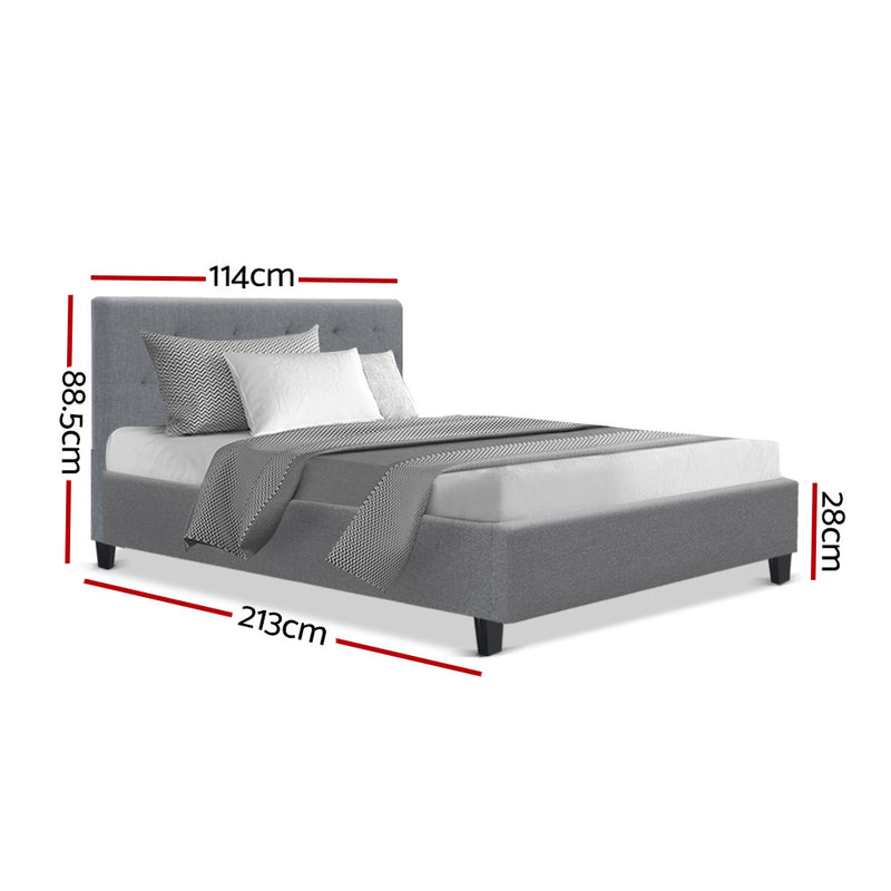 VANKE King Single Size Bed Frame Base Fabric Headboard Wooden Mattress