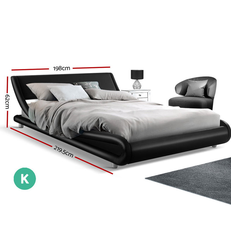 King Size PU Leather Bed Frame - Black