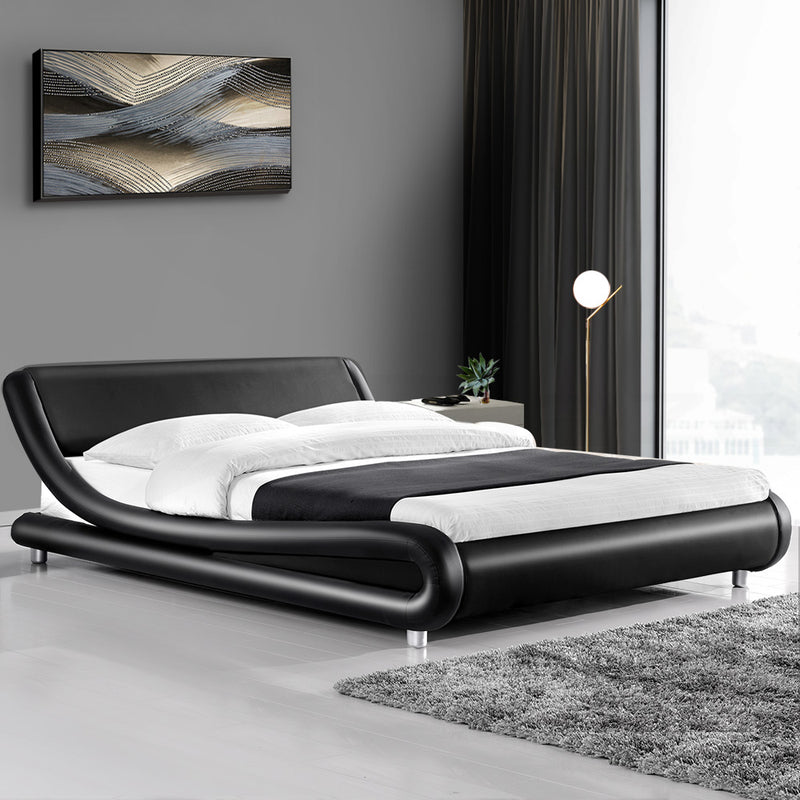 King Size PU Leather Bed Frame - Black