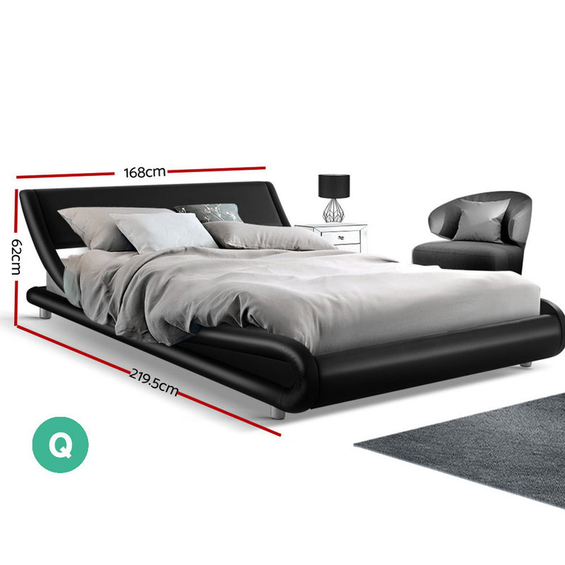 Queen Size PU Leather Bed Frame - Black